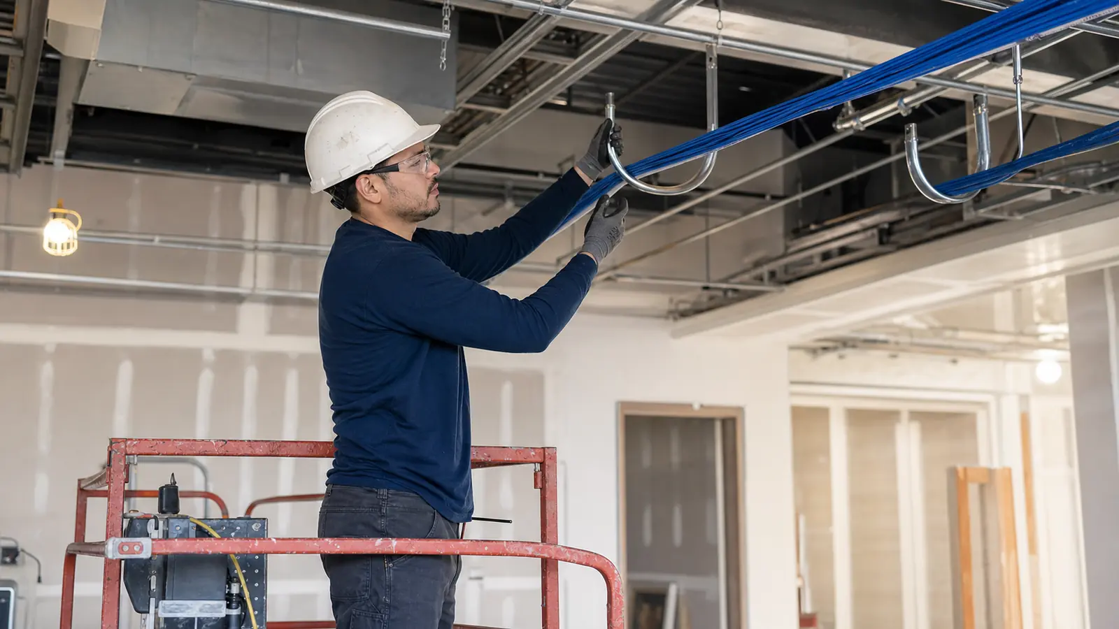Security camera and low-voltage installation during a commercial construction project