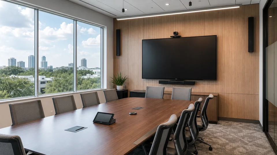 Professionally installed audio video system in a commercial conference room