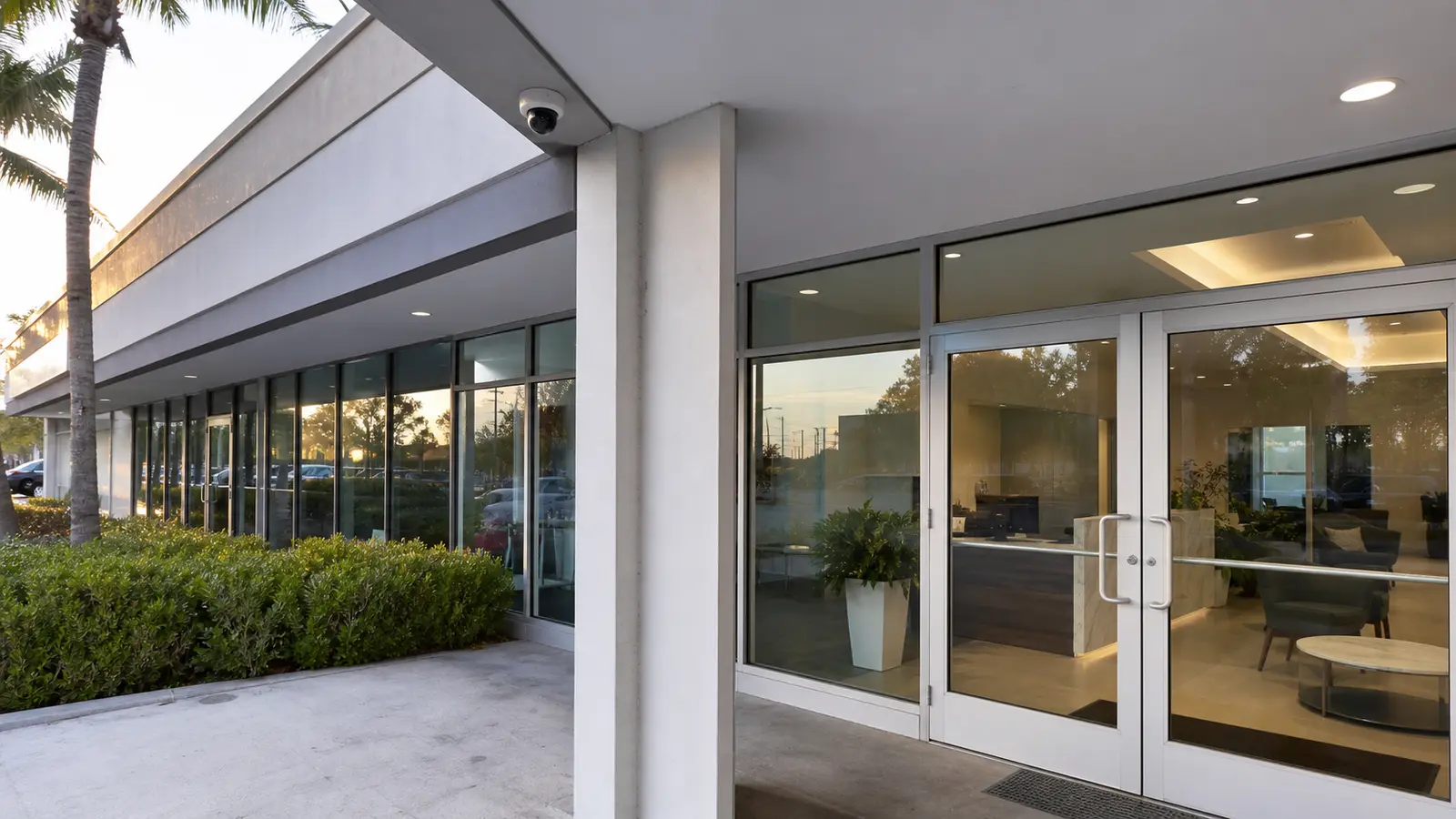 Retail storefront and office entry security camera coverage