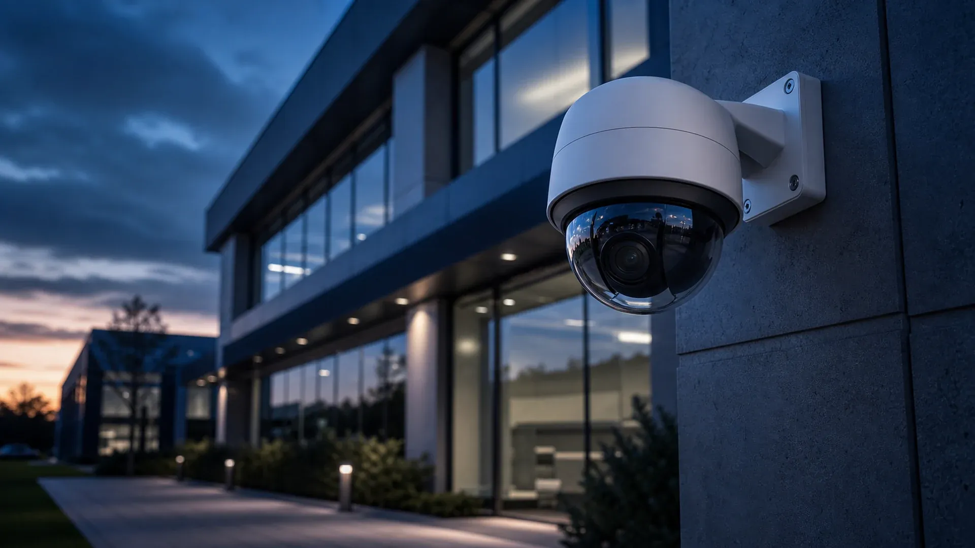 Commercial lobby with integrated security camera and access control in Tampa