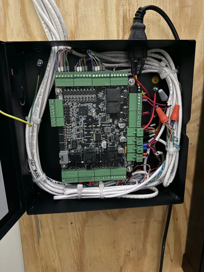 Access controller board wired in its enclosure at the Palmetto project