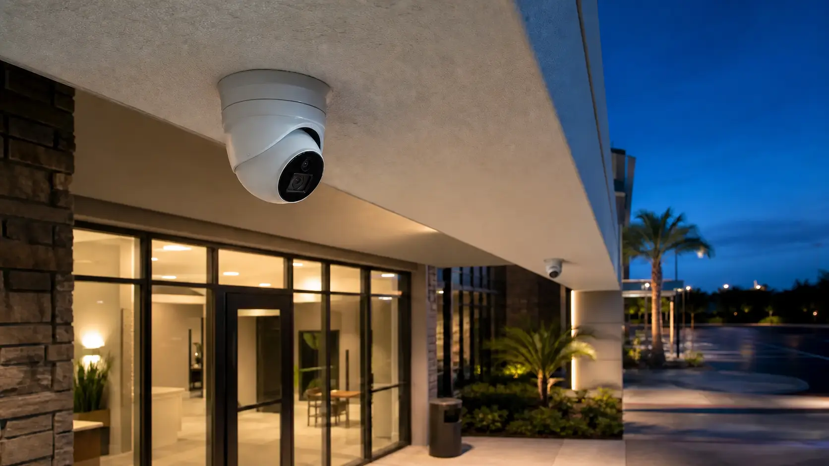 Commercial security camera system installed on a Tampa business property