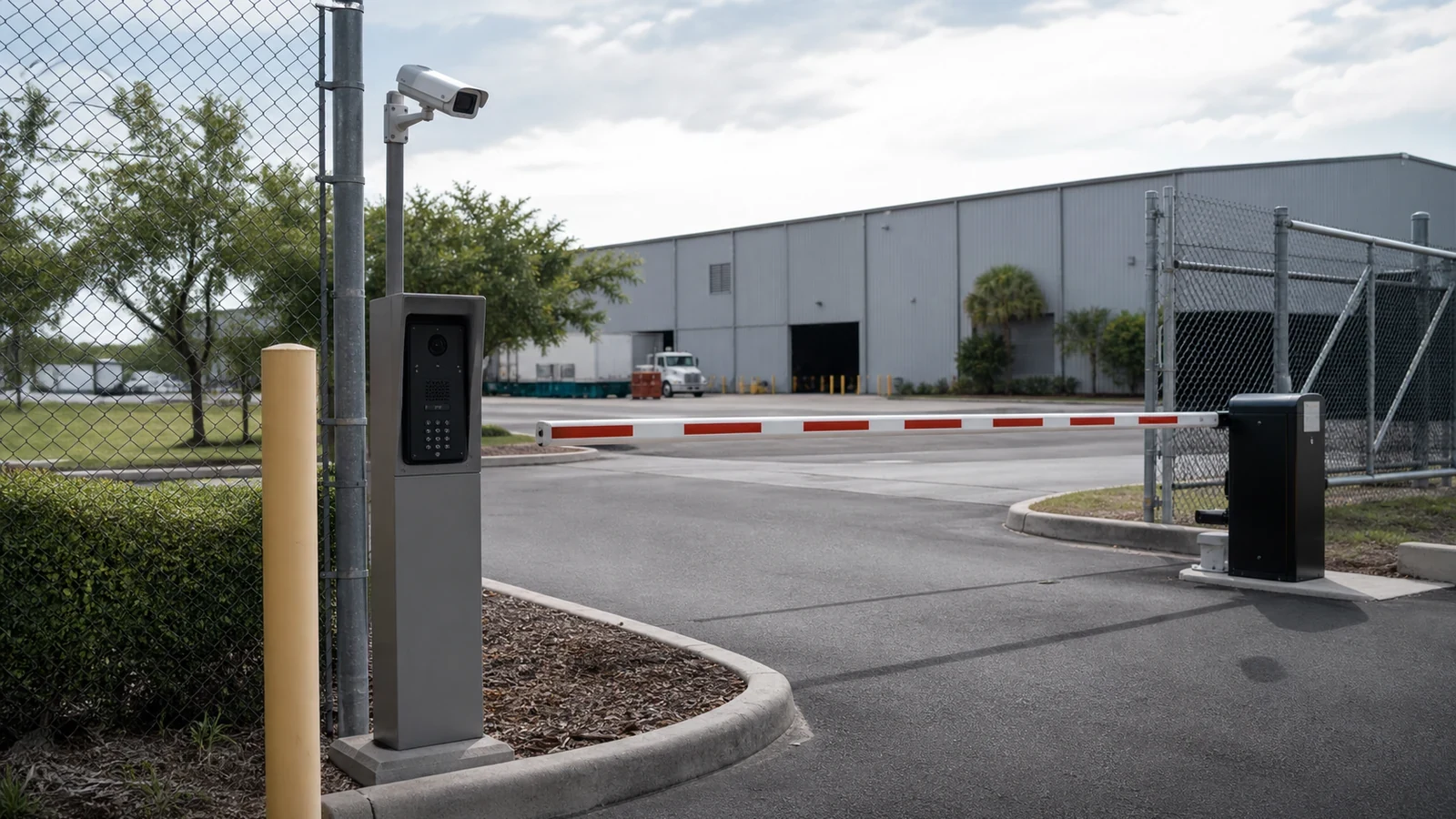 IP camera coverage for an industrial facility gate