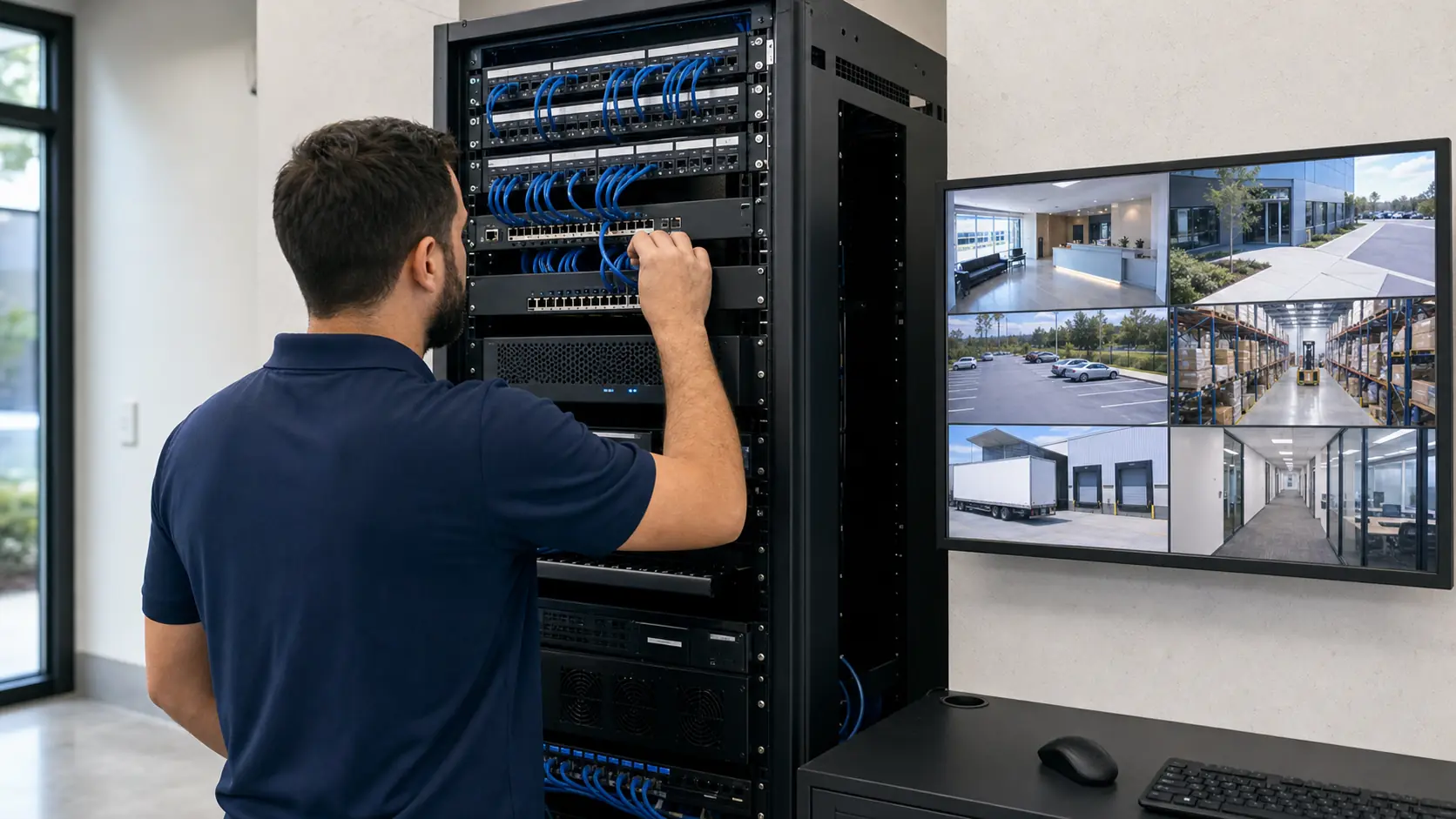 CCTV monitoring station and organized NVR equipment supporting networked IP cameras