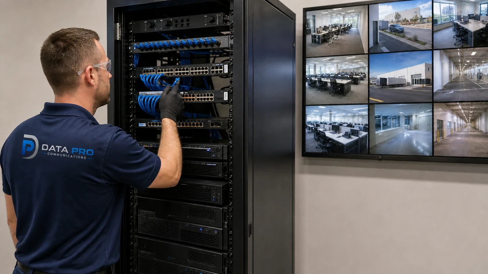 PoE switches and NVR/VMS equipment supporting IP cameras at a Tampa commercial property.